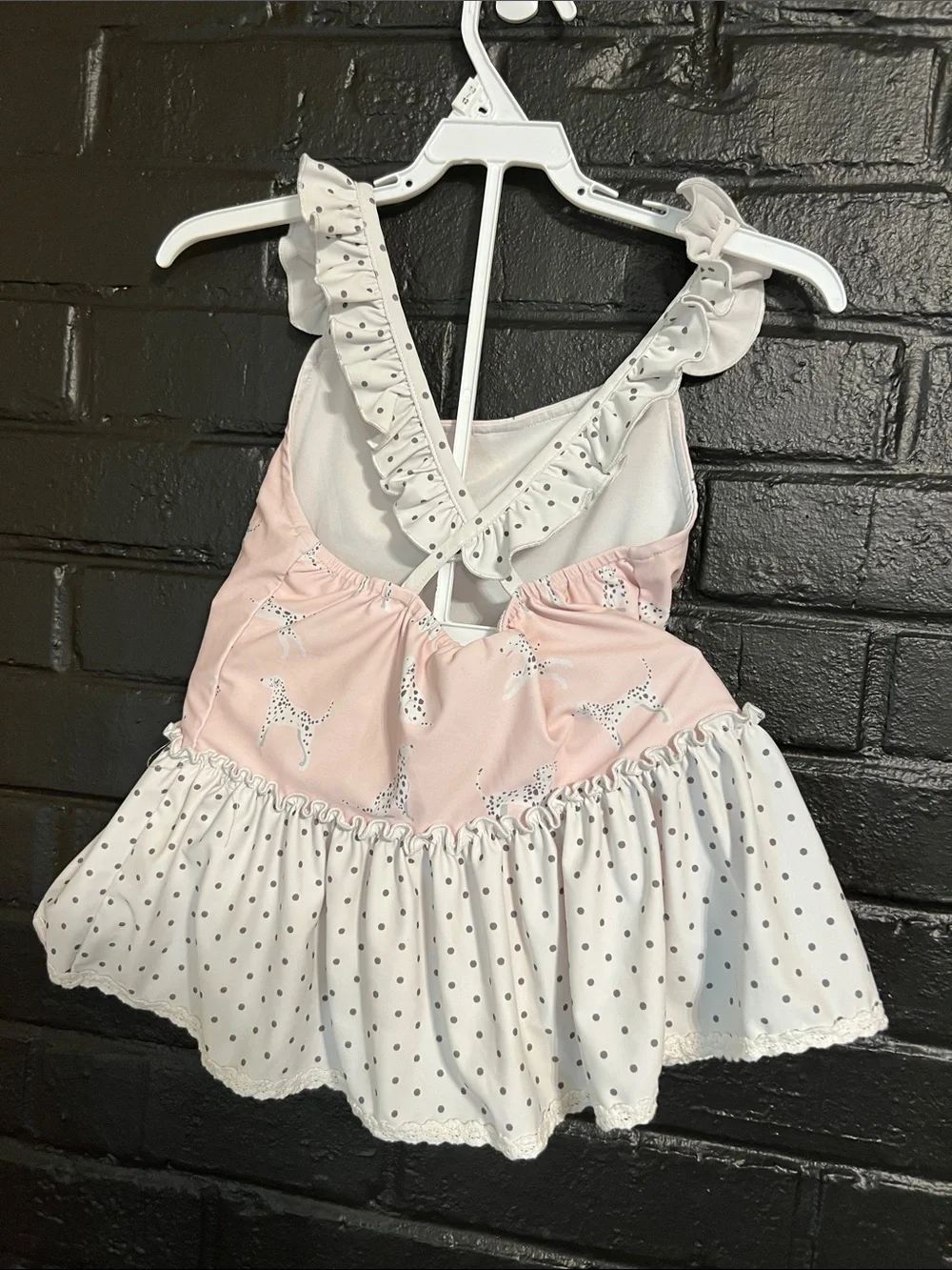 SweetHoney Pink Dalmatian Ruffle Swim Two piece
